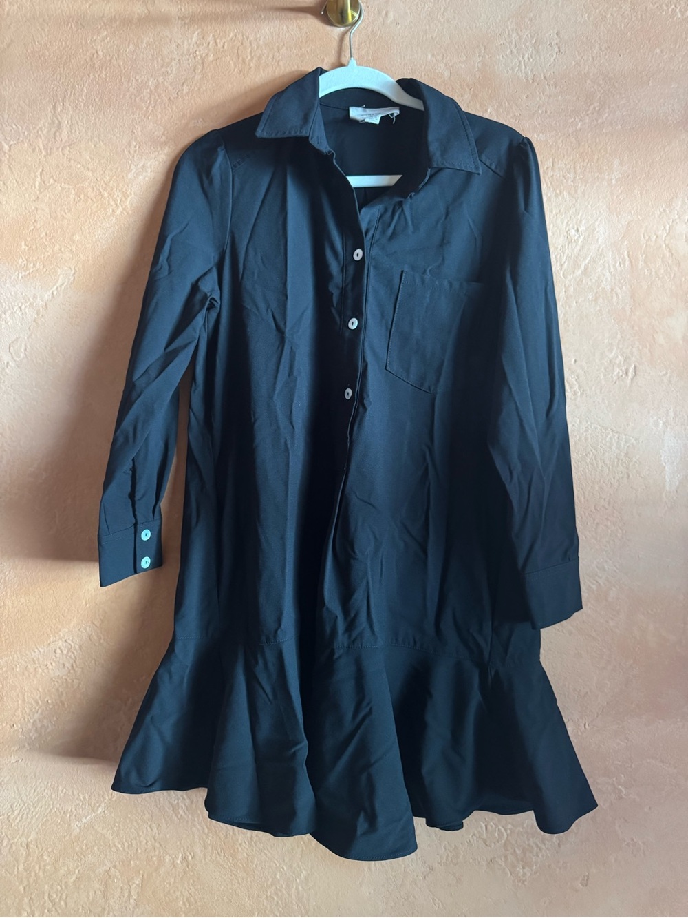 Pomander Place Tuckernuck Black Drop Waist Ruffle Mini Shirt Dress XS